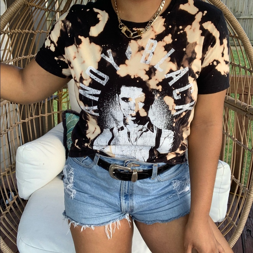 Andy Black Custom Bleach Splatter Short Sleeve Shirt Size Medium Upcycled